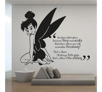 Tinkerbell You Know that Place Quotes Wall Decals Removable Vinyl Nursery Inspiration Fairy Stickers for Kids Room Mural 55x67cm