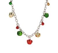 Tinkle Bell Necklace Xmas Jingle Bell Statement Pendant Necklaces for Women Vintage Boho Red Green Ball Bell Ornament Chain Necklace Adjustable Hypoallergenic Christmas Festival Party Jewelry Gifts
