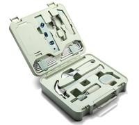 TINKR Full Kit - Modern Tool Box Workstation with Phone Holder - 12 oz Hammer, Ratchet Screwdriver, 14pc Allen Key Set, 8" Adjustable Wrench, Knife, 18FT Tape Measure, Level & Pliers (Sage)