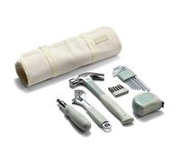 TINKR Home Essentials Kit - Hammer, Ratchet Screwdriver, Tape Measure, Allen Keys, Wrench in Canvas Case. Compact 8pc Tool Set for DIY & Home Repairs.
