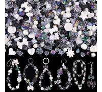 TINKRSTUFF Assorted Acrylic Beads, 200-260PCS Black Cute Beads for Bracelet Making, Aesthetic GummyBear Bow Flower Candy Butterfly Kawaii Charms for Jewelry Making DIY Necklace Keychain Phone Charm