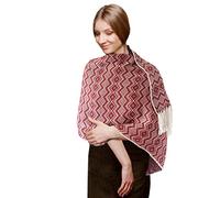 TINKUY PERU Alpaca Wool Shawl Wrap - Handwoven Peruvian Pashmina Ruana - 61"x22" - Lightweight, Soft & Warm, Red/Ivory, One Size