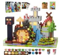 Tinkzee 200 PCS Magnetic Building Blocks Set with 15 LED Light-Up Blocks, Replaceable Batteries, Foldable Magnetic Board, STEM Magnetic Cube Construction Sets Toy for Kids Ages 3+