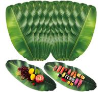 Tinlade 100 Pcs Banana Leaves Parchment Paper Leaf Tropical Artificial Banana Leaves for Cooking Charcuterie Board for Food Serving Hawaiian Party Decoration 22.8 x 9 Inch Centerpieces Placemat