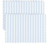 Tinlade 100 Pcs Blue Striped Paper Placemats Scalloped Disposable Placemat