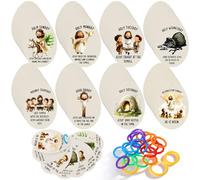Tinlade 100 Sets/800 Pcs Resurrection Easter Story Eggs Holy Week Cards Bulk with 100 Pcs Plastic Rings Religious Easter Gift for Kids Adults Sunday School Bible Jesus Last Week Christ Religious Decor