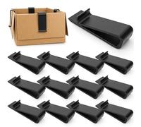 Tinlade 12 Pcs Cardboard Box Clips Reusable 3-5/8 Inch Chip Trash Garbage Bag Holder Clip Suit for All Single Walled and Most Double Walled Boxes and Cartons, Black