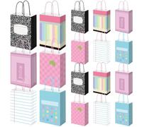 Tinlade 18 Pcs Pastel Back to School Gift Bags Pastel Composition Notebook Student Teacher Gifts Bag with Handles First Day of School Classroom Decor for Kindergarten Preschool Party Favors Supplies