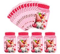 Tinlade 18 Pcs Valentine's Day Mason Jar Bags bulk Valentines Gnomes Stand-Up Resealable Candy Gift Bags for Boys Girls Kids, School Classroom Exchange Party Favors (Love,Salmon Pink)