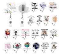 Tinlade 20 Pcs Funny Badge Reels Retractable Cute Nurse Badge Reel Bulk Name ID Clip Holder Accessories for Doctor Student Nurse Assistant Coworker Gift