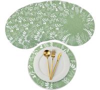 Tinlade 50 Pcs Sage Green Paper Placemats 14 Inch Disposable Eucalyptus Leaves Round Placemats Seasonal Round Table Mats for Dining Decoration