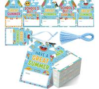 Tinlade 50 Pcs School's Out for Summer Gifts Tags with String End of School Year Gift Tags 3.35 x 2.17 Inch Have A Great Summer Paper Hangtags for Gift Wrapping Party Decoration Teachers Friends
