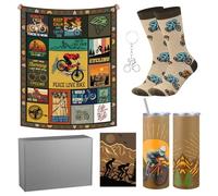 Tinlade 6 Pcs Christmas Bike Gifts Set Include Bike Blanket Insulated Tumbler Socks Greeting Card Keychain Gift Box Funny Bikes Lover Gifts for Men Christmas Holiday