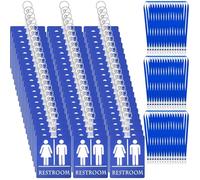 Tinlade 64 Set Bathroom Pass Restroom Hall Pass for Classroom with Keychain Holder with Lanyard for Women Men