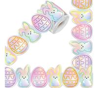 Tinlade 65.6 ft Easter Bulletin Board Borders Easter Bunny Egg Holographic Border Trim Bunny Die-Cut Border Trim for School Classroom Chalkboard Office Holiday Springtime Party Wall Decoration