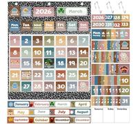 Tinlade Classroom Calendar Pocket Chart Set with 115 Cards 24 x 28 Inch Modern Minimalist Calendar Bulletin Board Pocket 2026-2033 Festival Weather Teacher Supplies for Classroom Wall Decoration