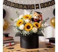 Tinlade Graduation Cap Flower Box with Foam Blocks Empty Graduation Gift Container Class of 2026 Candy Bouquet Box for Grad Ceremony Party Favors Floral Centerpiece, Flowers Not Included