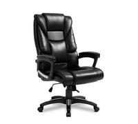 Tinley Oversized High Back Deep Panel Leather Effect Executive Chair with Integral Headrest Black