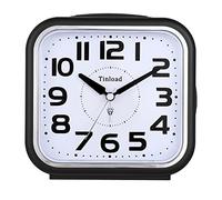 Tinload 14cm Loud Crescendo Bell Alarm Clock Silent No Ticking Snooze Manual Light Battery Operated Best for Eleder