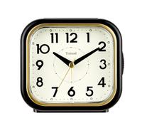 Tinload 4.3" Retro Analog Alarm Clock • Silent Non Ticking • Gentle Wake • Beep Sounds • Increasing Volume • Battery Operated Snooze and Lighted on Demand • Retro Black