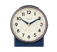 Tinload 4.3" Retro Analog Alarm Clock, Vintage Decor, No Ticking Silent, Easy to Set, Gradual Rise Alarm, On/Off Switch on Side, Gentle Wake, Snooze, Lighted on Demand, Battery Operated, Retro Blue