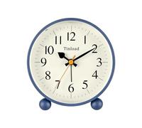 Tinload 4.5" Vintage Retro Analog Alarm Clock, Super Silent Non Ticking Small Clock with Manual Light, Snooze, Battery Operated, for Living Room, Bedroom, Bedside, Desk(Blue)