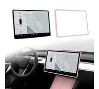 Tinlucys Screen Edge Protector Frame Compatible with Model 3/Y Interior Accessories 2017-2023 Silicone Center Console Bumper Decor Protection Skin Friendly Pink