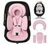 Tinlyfinly Infant Car Seat Insert with Extra Cushion for Preemie to Toddler, Reversible Newborn Carseat Insert for Baby Head Body Support, Fits for Stroller, Baby Swing, Bouncer (Pink)