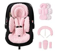 TinlyFinly Infant Car Seat Insert with Extra Cushion for Preemie to Toddler, Reversible Newborn Carseat Insert for Baby Head Body Support, Fits for Stroller, Baby Swing, Bouncer - Dots, Pink