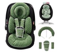 TinlyFinly Infant Car Seat Insert with Extra Cushion for Preemie to Toddler, Reversible Newborn Carseat Insert for Baby Head Body Support, Fits for Stroller, Baby Swing, Bouncer - Dots, Dark Green