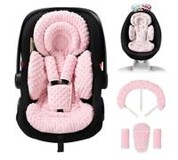 TinlyFinly Infant Car Seat Insert with Extra Cushion for Preemie to Toddler, Reversible Newborn Carseat Insert for Baby Head Body Support, Fits for Stroller, Baby Swing, Bouncer - Dots, Pink