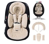 TinlyFinly Infant Car Seat Insert with Extra Cushion for Preemie to Toddler, Reversible Newborn Carseat Insert for Baby Head Body Support, Fits for Stroller, Baby Swing, Bouncer - Dots, Beige