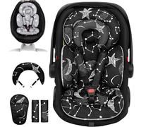 Tinlyfinly Infant Car Seat Insert with Removable Cushion for Preemie to Toddler, Reversible Newborn Carseat Insert for Baby Head Body Support, Fits for Stroller, Baby Swing, Bouncer (Black Star)