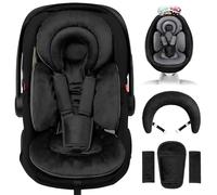 TinlyFinly Infant Car Seat Insert with Removable Cushion for Preemie to Toddler, Reversible Newborn Carseat Insert for Baby Head Body Support, Fits for Stroller, Baby Swing, Bouncer (Pure Black)