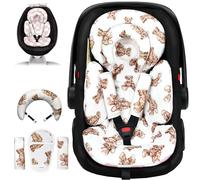 TinlyFinly Infant Car Seat Insert with Removable Cushion for Preemie to Toddler, Reversible Newborn Carseat Insert for Baby Head Body Support, Fits for Stroller, Baby Swing, Bouncer (Teddy Bear)
