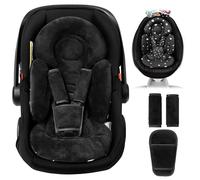 TinlyFinly Newborn Car Seat Insert, Head and Body Support, Reversible Infant Insert Compatible with Baby Carseat, Stroller, Mamaroo Swing, Rocker, Bouncer. Baby Car Seat Cushion - Black