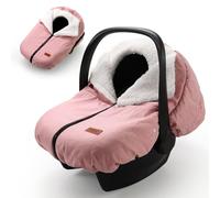 TinlyFinly Winter Car Seat Cover for Baby Car Seat and Stroller, Cold Weather Infant Carseat Canopy, Waterproof and Easy Access, Protect Baby Boys Girls from Cold Wind (Pink)