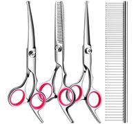 TINMARDA Professional Dog Grooming Scissors Kit with Safety Round Tips, Sharp and Durable Titanium Coated Pet Grooming Shears for Dog Cat