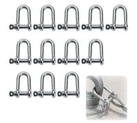 Tinminx 12Pcs M5 D Shackles, 304 Stainless Steel Heavy Duty D Rings, 3/16" 5mm Screw Pin Shackles with 160kg Load Capacity for Marine Construction Camping Hiking Rigging Accessories (Silver)
