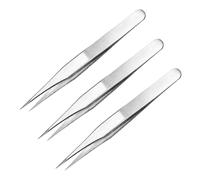 Tinminx 3 Pcs Precision Craft Tweezers, 4.7 Inch Stainless Steel Needle Nose Set with Fine Point Non Serrated Tips for Sewing, Beading, Jewellery, Vinyl Weeding and DIY