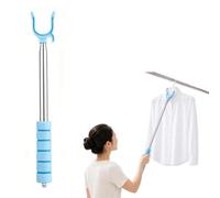 Tinminx Telescopic Closet Hook Pole, 31-101cm Adjustable Long Reach Clothes Hanging Pole with U-Shaped Hook, Space Saving Extendable Pole for Wardrobe, Closet, Clothes Line, Balcony Laundry, Curtains