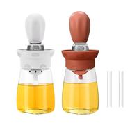 TINMIX Oil Dispenser with Brush - 2 IN 1 Olive Oil Dispenser Bottle with Silicone Pastry Basting Brush for Kitchen Cooking, Oil Bottle for Vinegar Sauce BBQ Grill Frying, T-OB22 (White+Red)