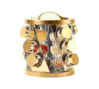 TINMIX Portable Stainless Steel Spice Rack with 12 Spice Jars Included Revolving Spice Organizer for Kitchen Tower Storage Rack for Spices and Seasoning Gold