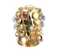 TINMIX Portable Stainless Steel Spice Rack with 20 Spice Jars Included Revolving Spice Organizer for Kitchen Tower Storage Rack for Spices and Seasoning Gold