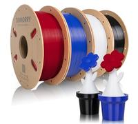 TINMORRY PETG 3D Printer Filament Bundle, PETG-ECO Filament 1.75 mm,Rapid PETG-Eco 3D Printer Filament, 3D Printing Filament 1 kg x 4 Colors Pack, Black+ Red+ Cold White + Klein Blue, Net Weight 4 kg