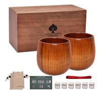 Tinnberlohas Wooden Whiskey Glasses Gifts - Bourbon Gifts for Men, Old Fashioned Glass Drinking, Anniversary Birthday Father’s Day Retirement Christmas Gift for Husband, Dad, Brother, Friend (2 Packs)