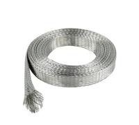 Tinned Copper Braid Cable Wire Shielding Sleeve Ground Straps EMI RFI ESD Protection Flat Metal Mesh Flexible Expandable (9/16 in Wide(0.36 in Dia)-28ft)
