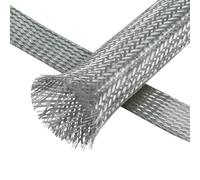 Tinned Copper Braid Wire Shielding Flat Cable Sleeve EMI RFI ESD Protector Ground Straps Flexible Mesh (11/16 in Wide(0.44 in Dia)-15ft)