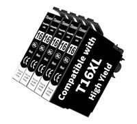 Tinnee 16XL Ink Cartridges Compatible Epson 16 Ink Cartridges Multipack for WorkForce WF-2010 WF-2510 WF-2520 WF-2530 WF-2540 WF-2630 WF-2650 WF-2660 WF-2750 WF-2760, 5 Black