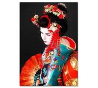 Tinnfea 5D Diamond Painting Kits Full Drill Large round drill Japanese Woman Geisha 20x30cm DIY Art Kits for Adults Rhinestone Embroidery Pictures Cross Stitch Art Crafts Room Decor Home Office